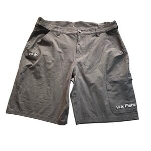 Huk Performance Fishing Shorts Mens XXL Gray Stretch Cargo Utility Board Shorts